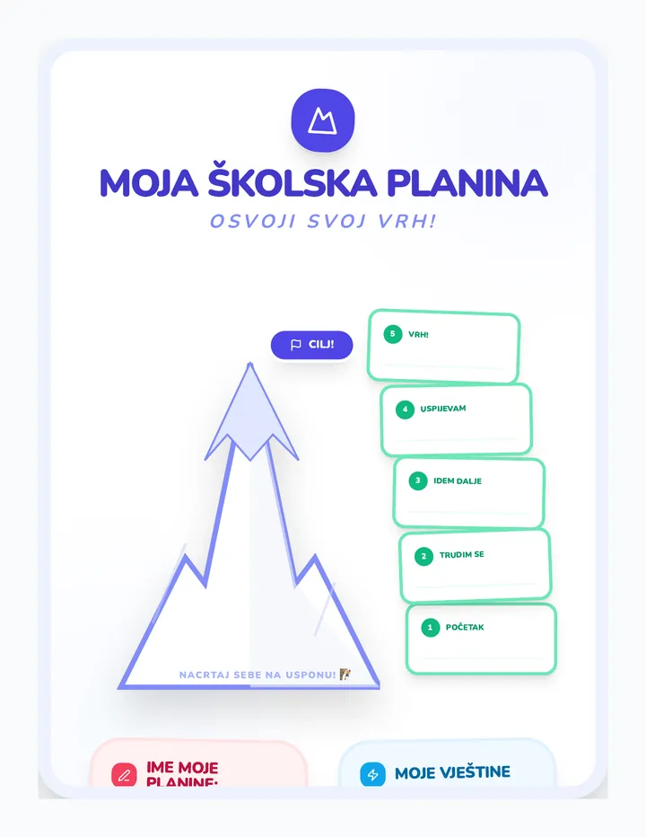 Moja Školska Planina Osvoji Svoj Vrh Radni List