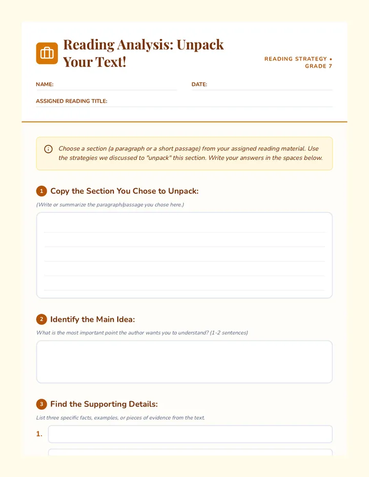 Reading Analysis Activity