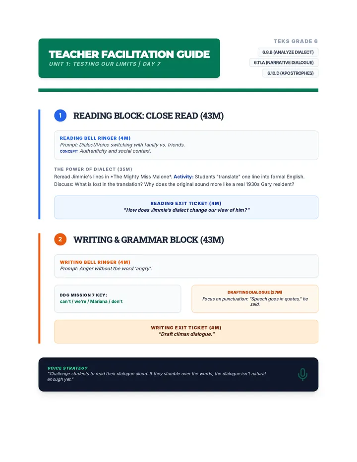 Day 7 Teacher Facilitation Guide