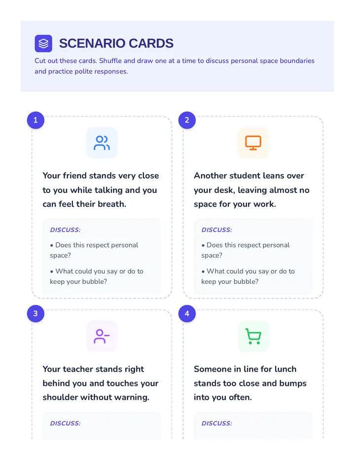 Personal Space Scenario Cards