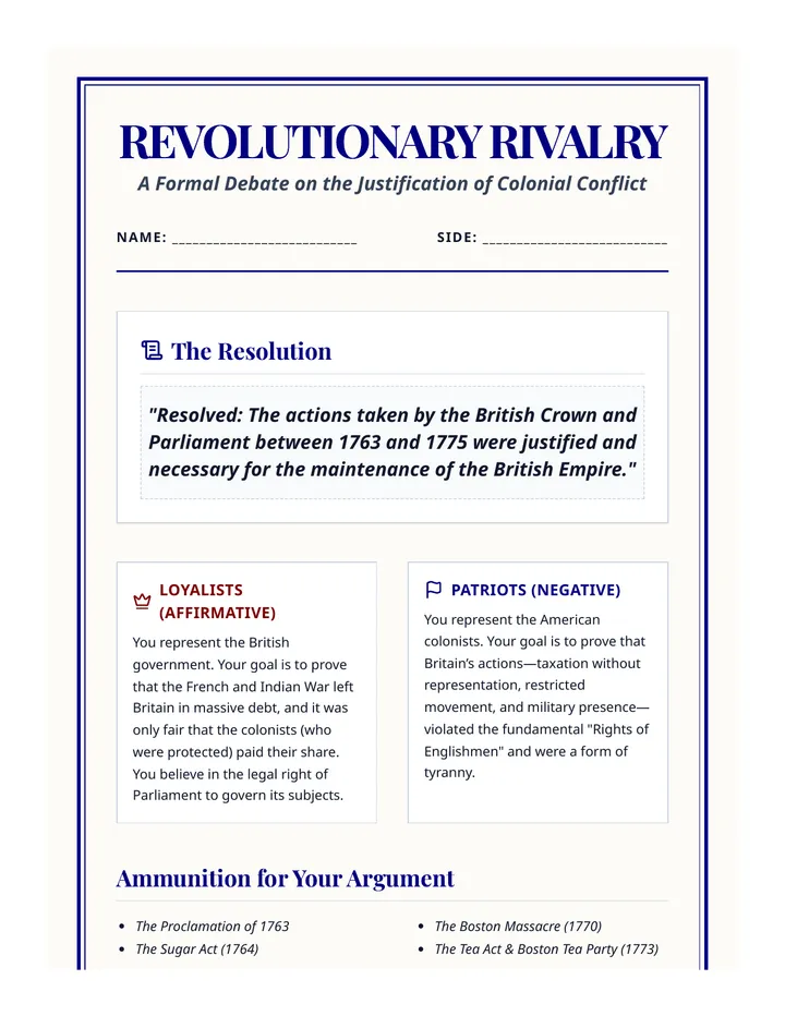 Revolutionary Rivalry Guide
