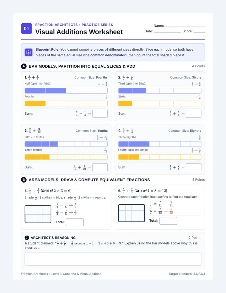 Visual Additions Worksheet