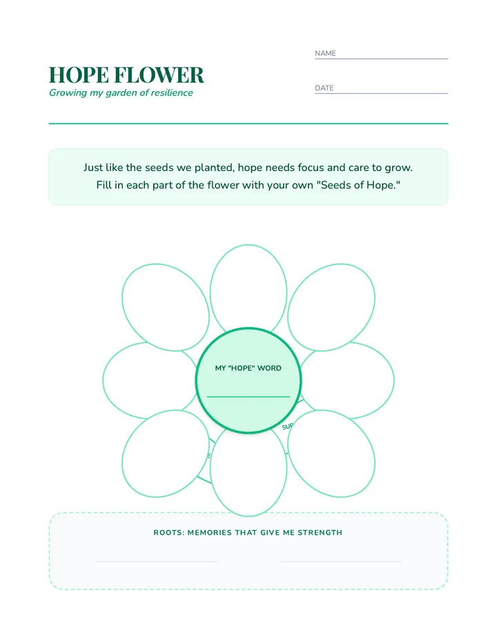 Hope Flower Worksheet