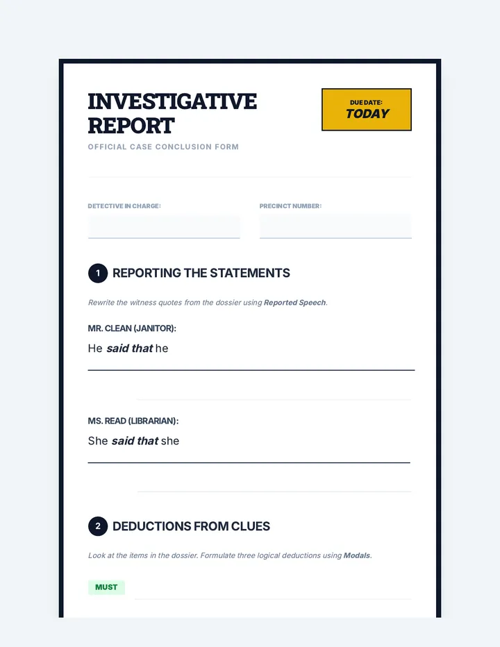 Final Investigation Report Worksheet