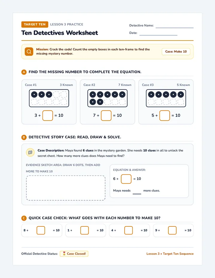 Ten Detectives Worksheet