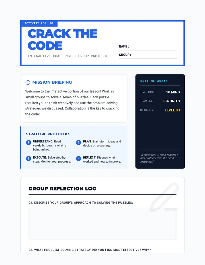 Crack the Code Challenge Activity
