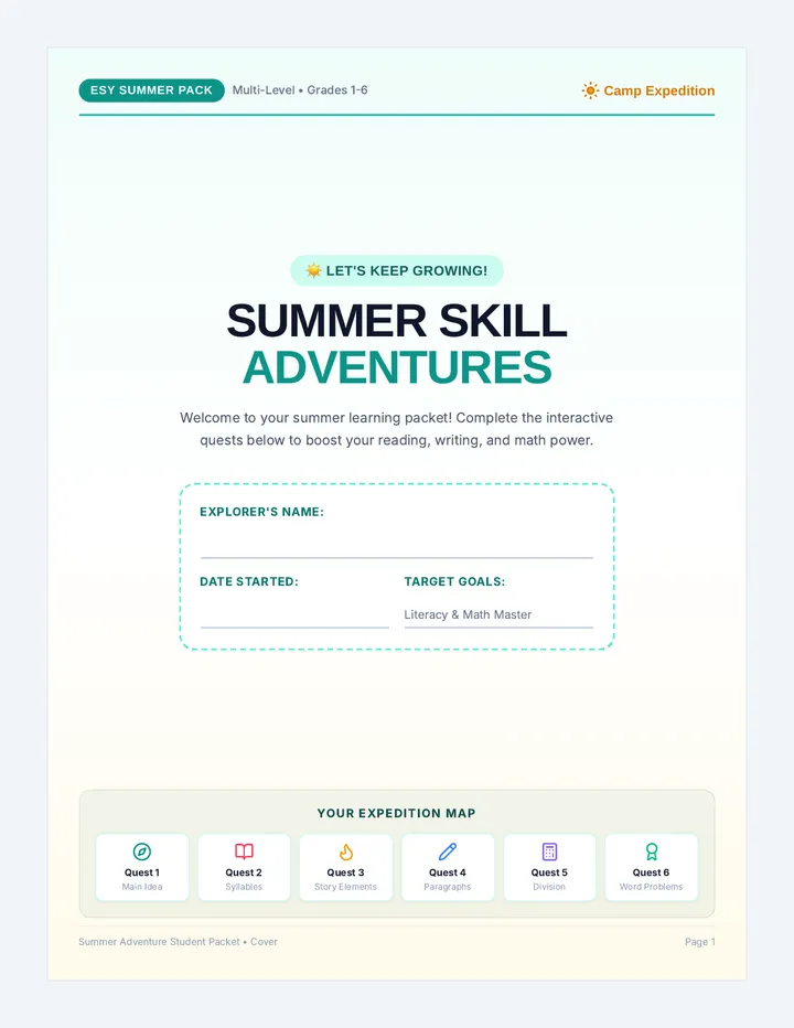 Summer Adventure Student Packet page 1