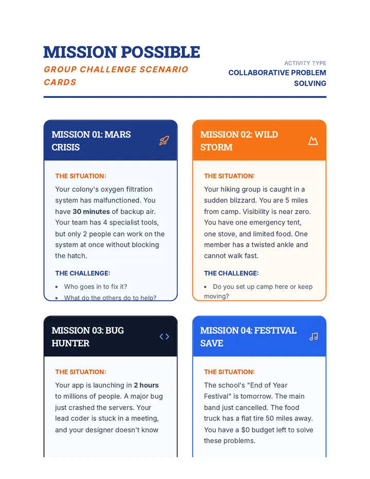 Mission Possible Scenario Cards