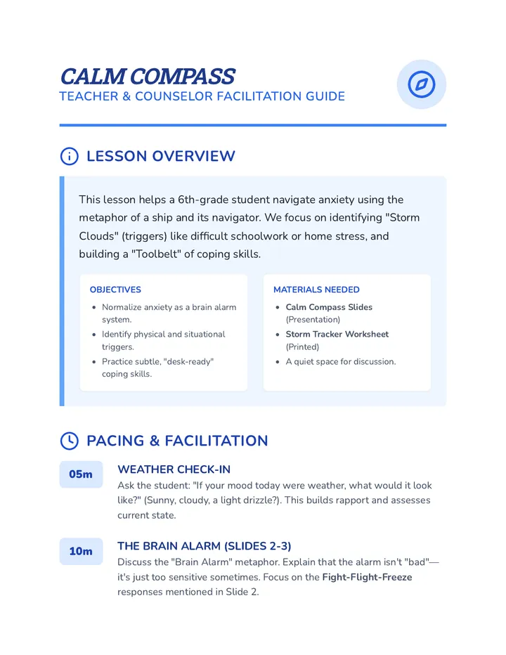 Calm Compass Teacher Guide
