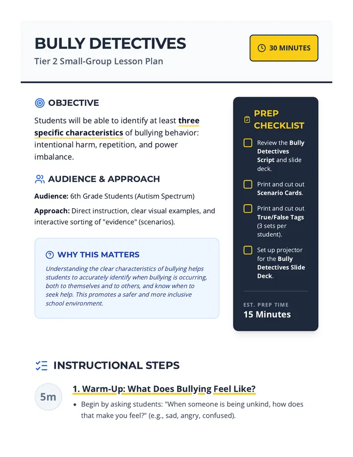 Bully Detectives Lesson Plan