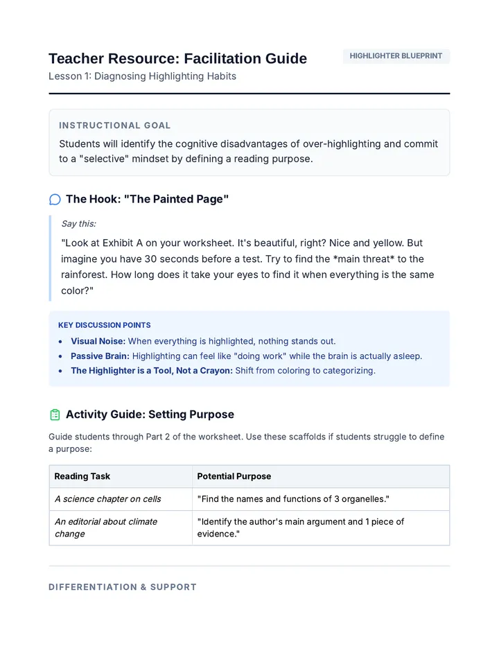 Highlighting Habits Teacher Guide