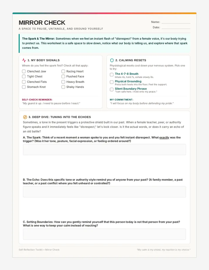 Mirror Check Worksheet