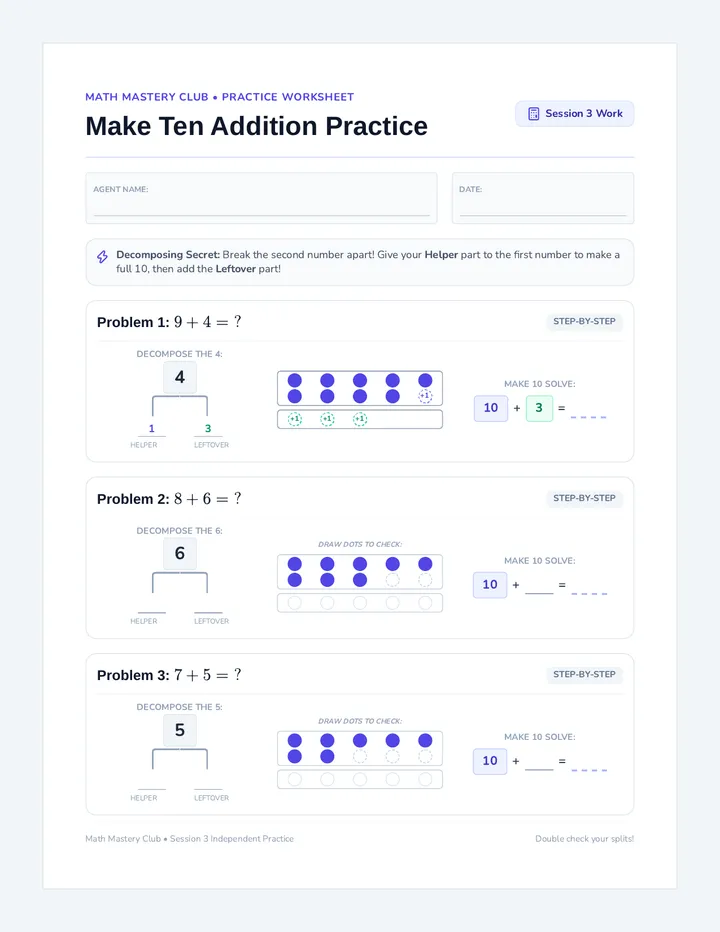 Make Ten Addition Worksheet