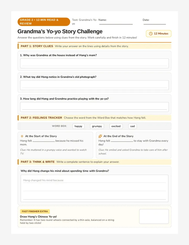 Story Spinners Worksheet