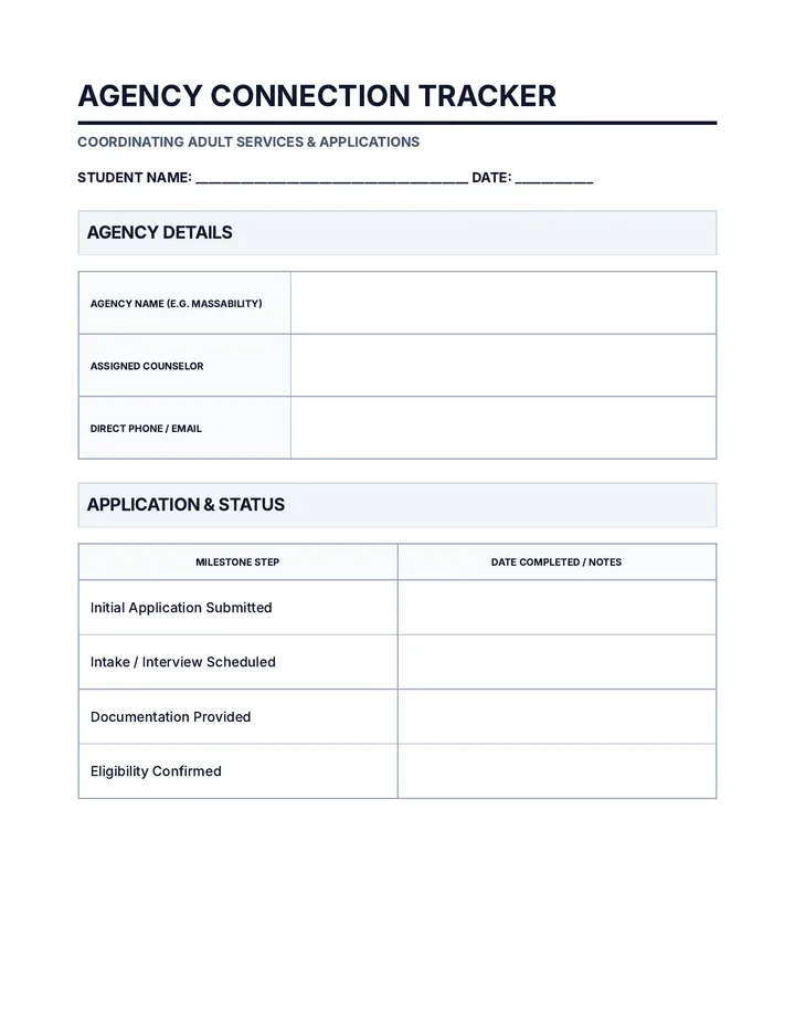 Agency Connection Tracker Worksheet