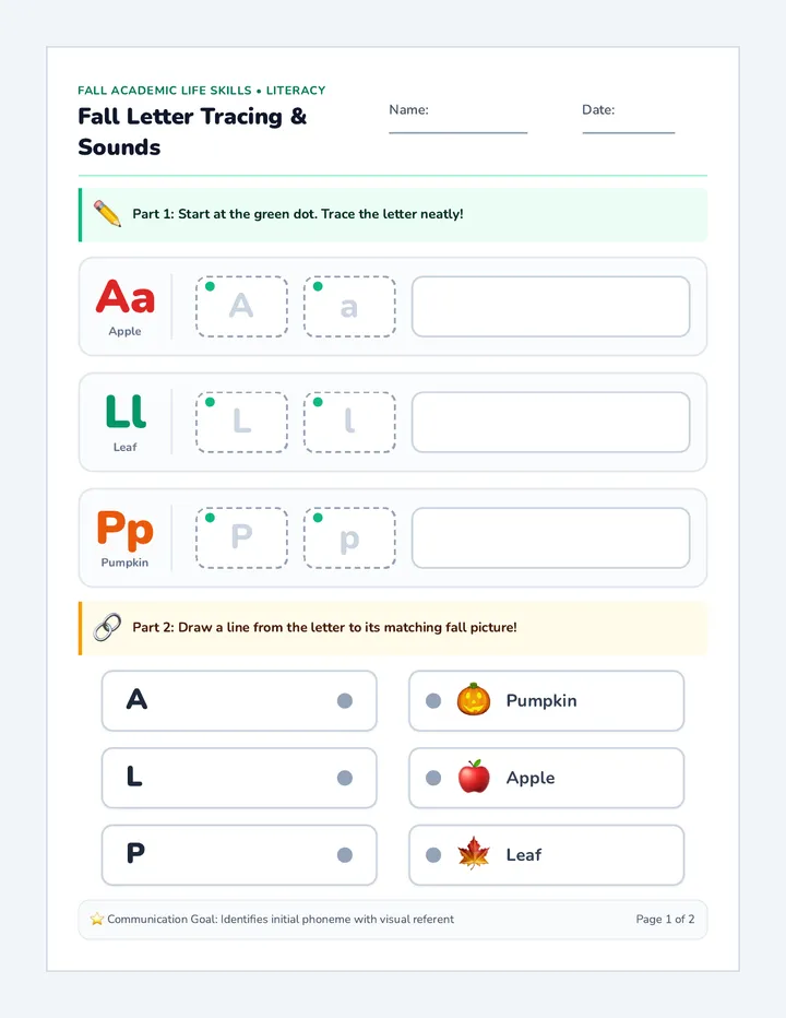 Autumn Words Activity