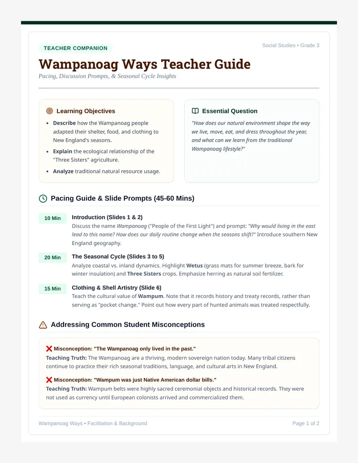 Wampanoag Ways Teacher Guide