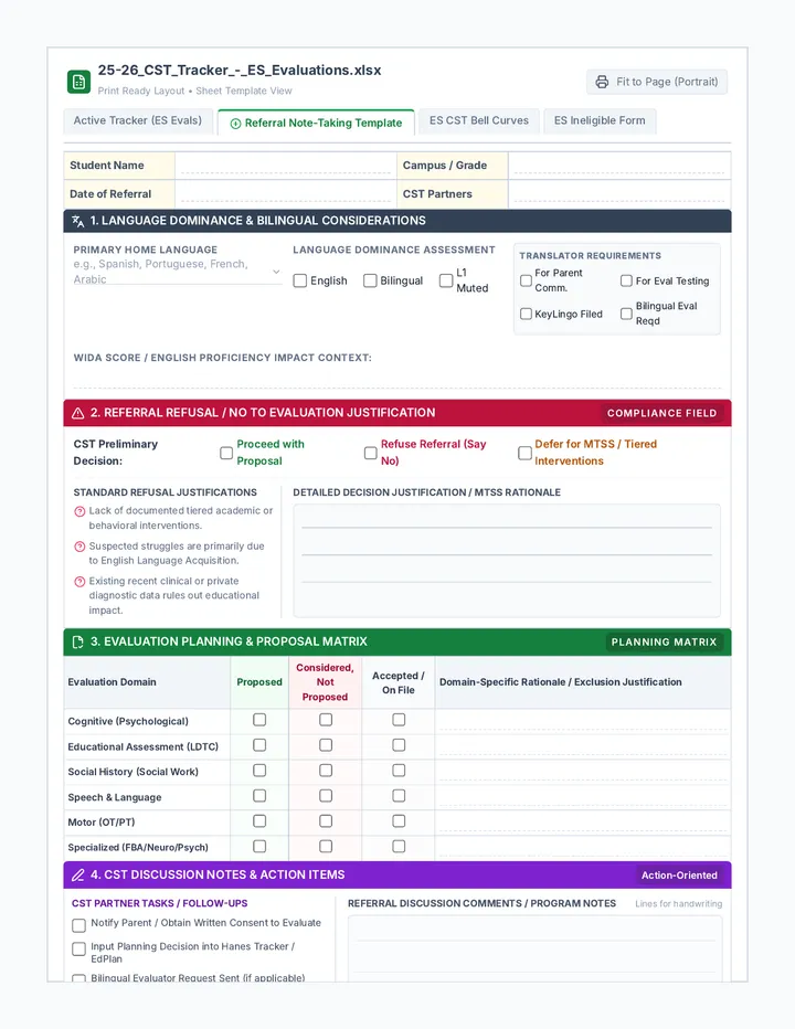 CST Referral Note Template