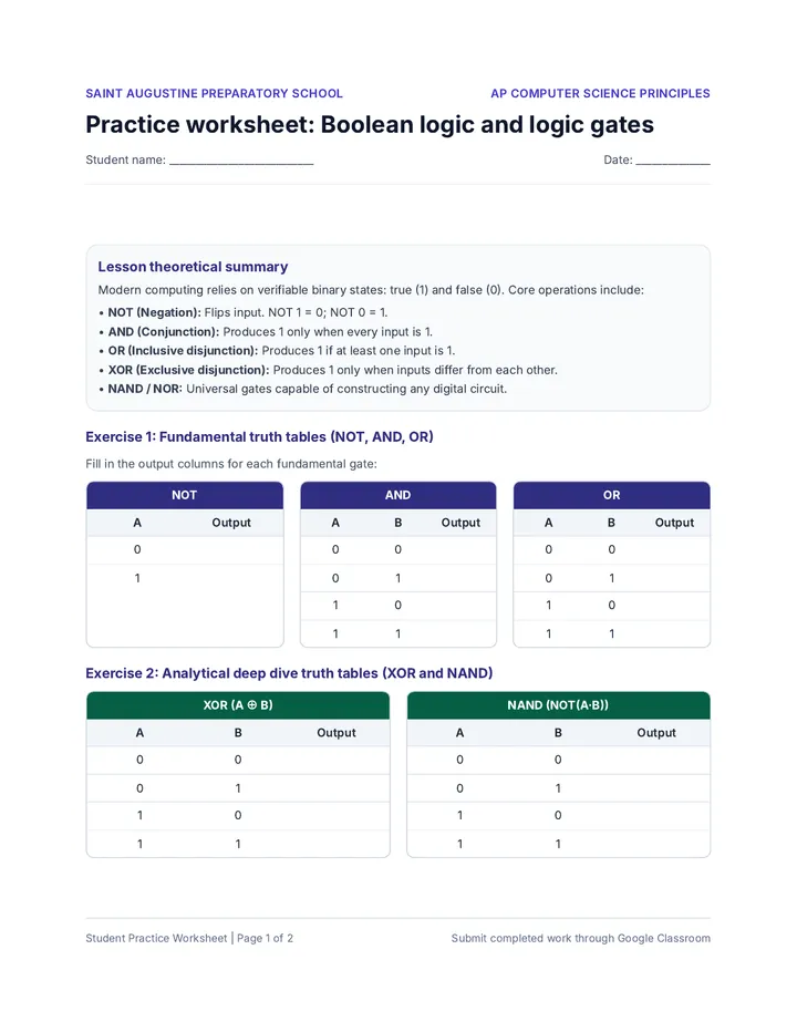 Student Practice Worksheet