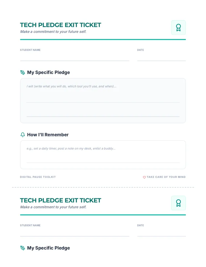 Tech Pledge Exit Ticket Cool Down