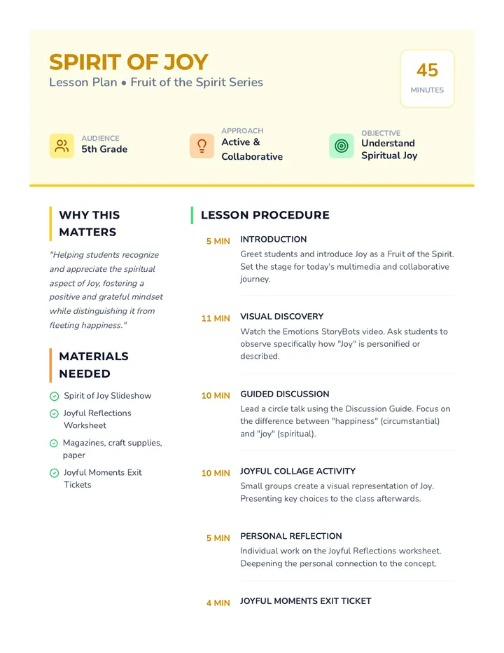Spirit of Joy Lesson Plan