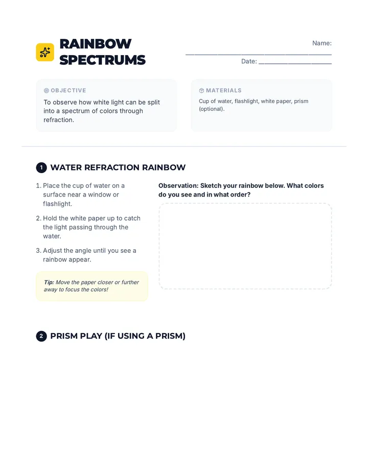Rainbow Spectrums Activity