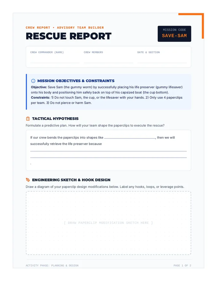 Rescue Report Worksheet