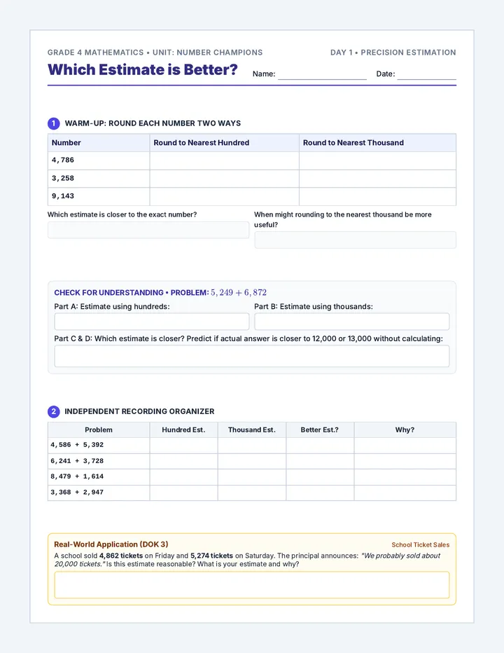 Number Champions Practice Packet