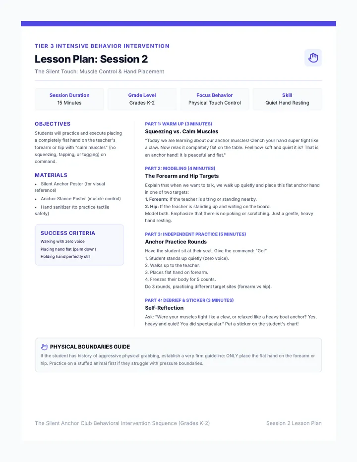 Silent Touch Lesson Plan