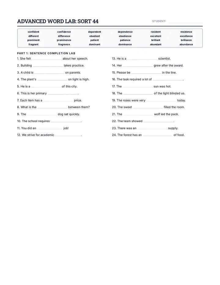 Suffix Symmetry Worksheet