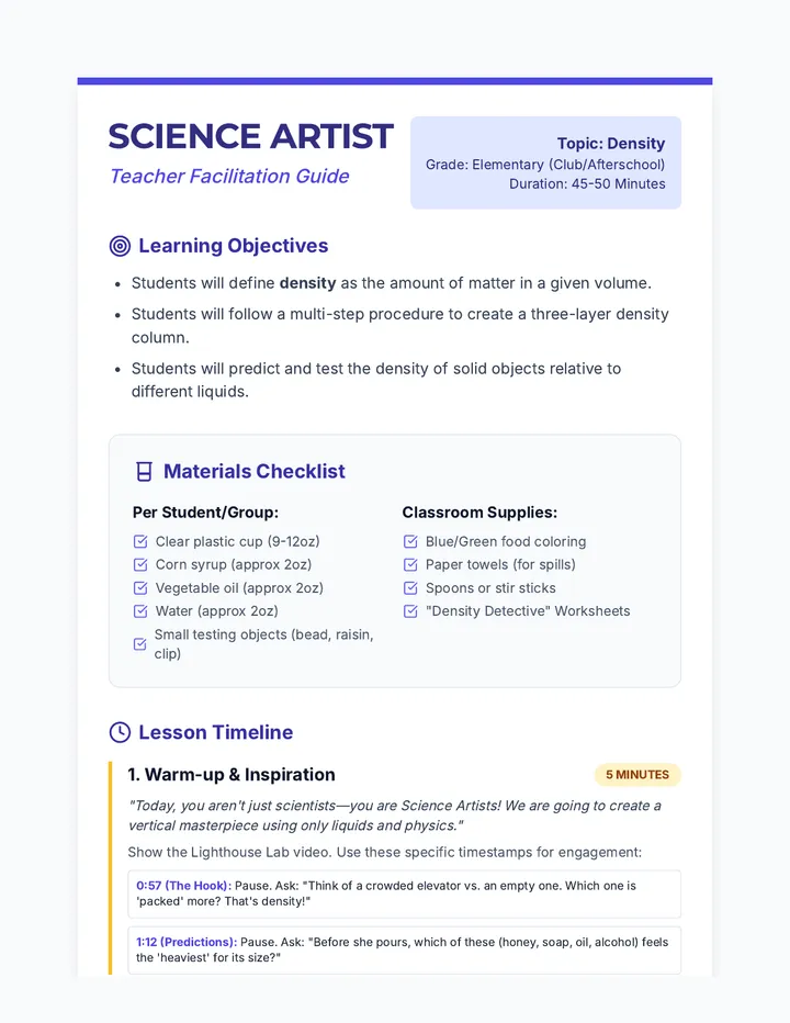 Science Artist Teacher Guide