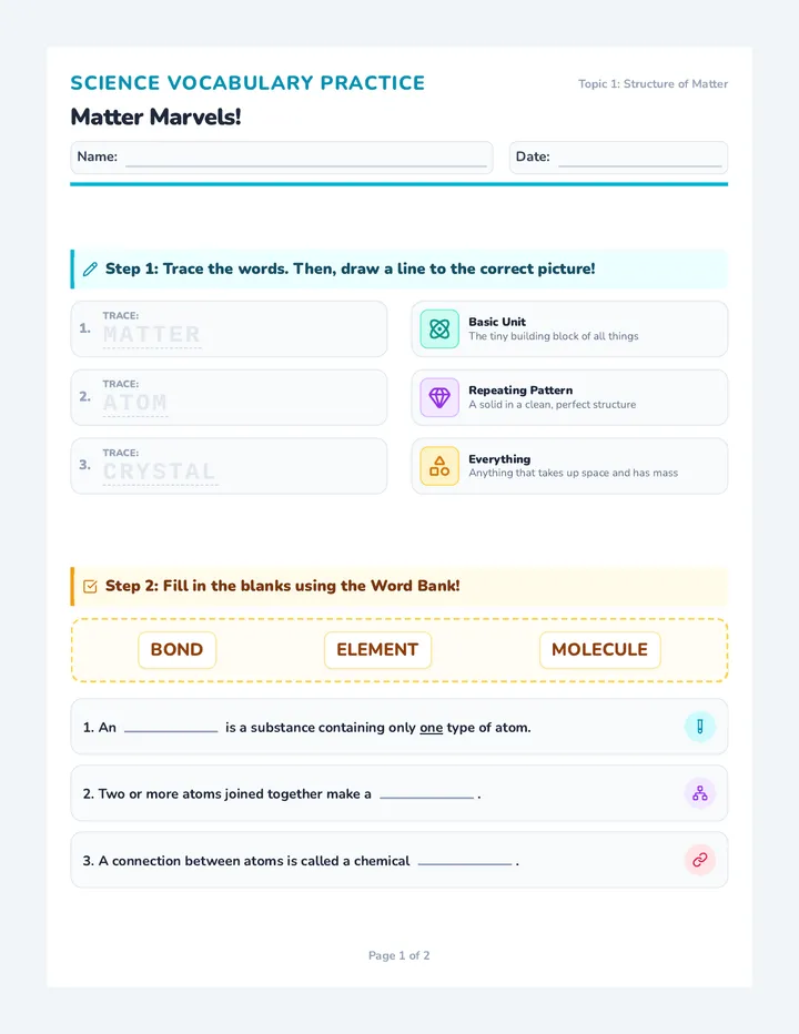 Matter Marvels Worksheet