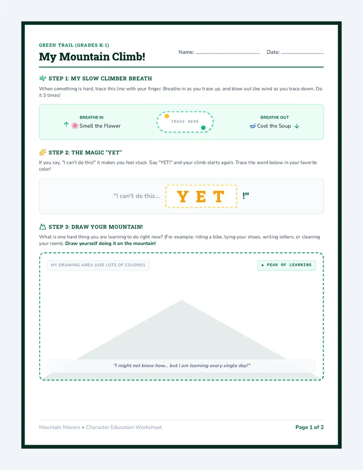 Mountain Movers Worksheet