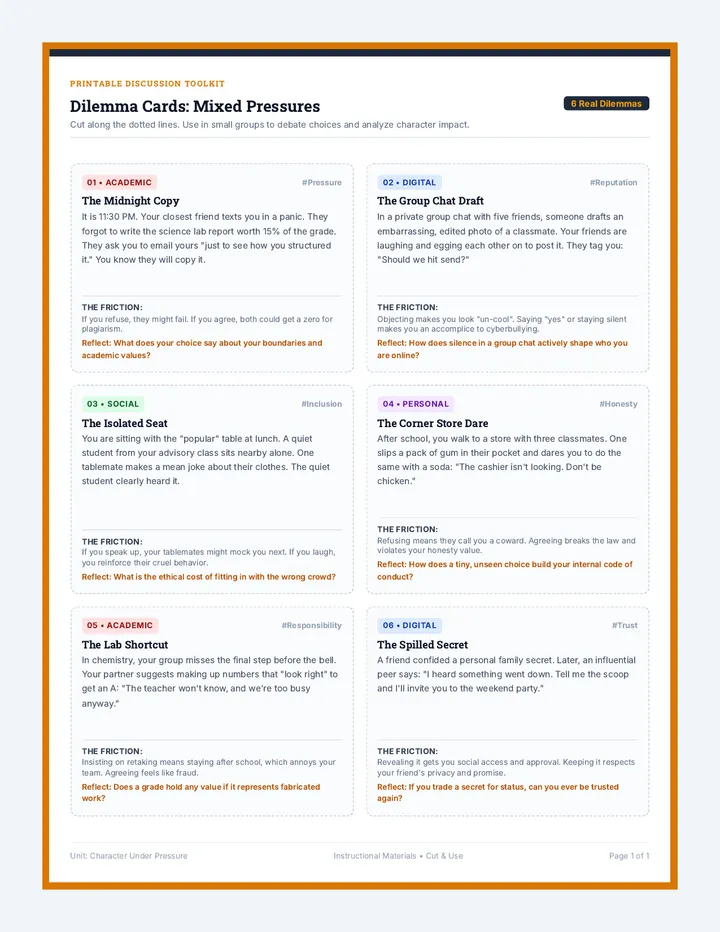 Integrity Scenario Cards