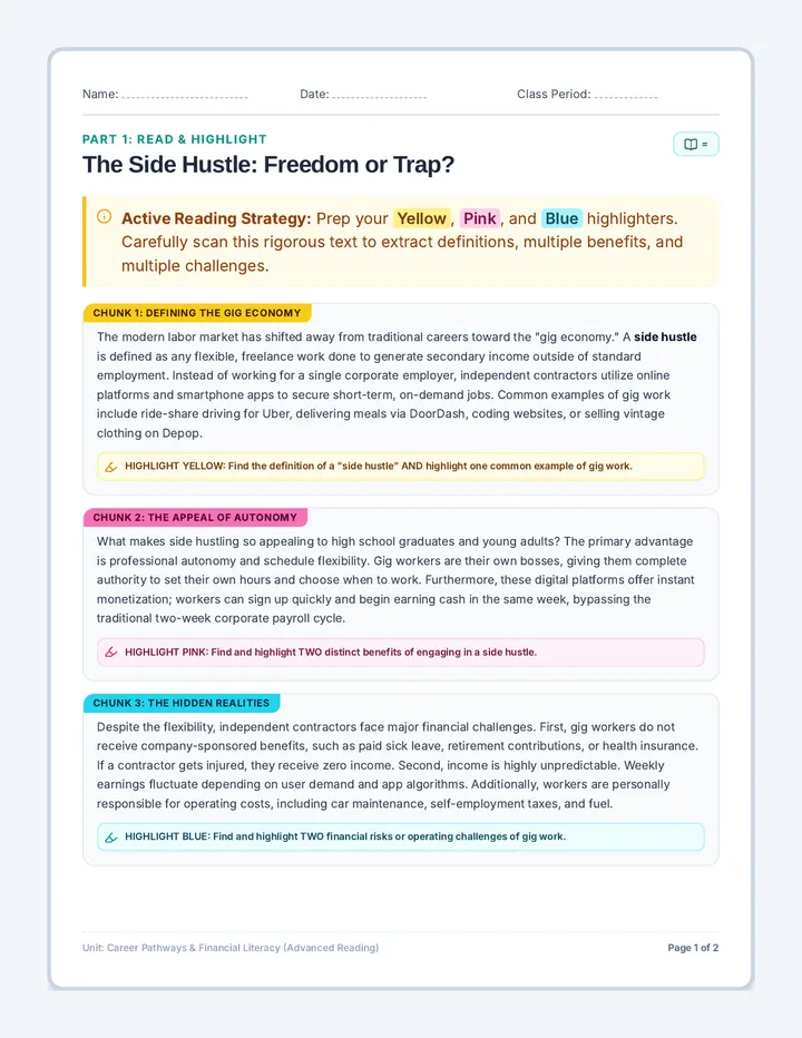 Hustle Proof Student Worksheet