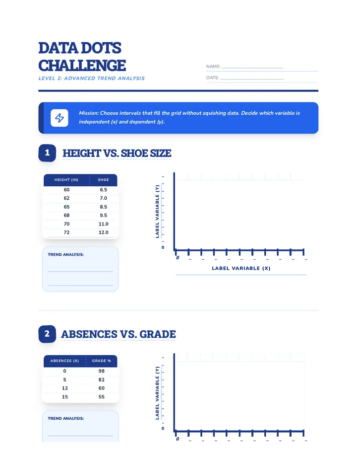 Data Dots Challenge Worksheet