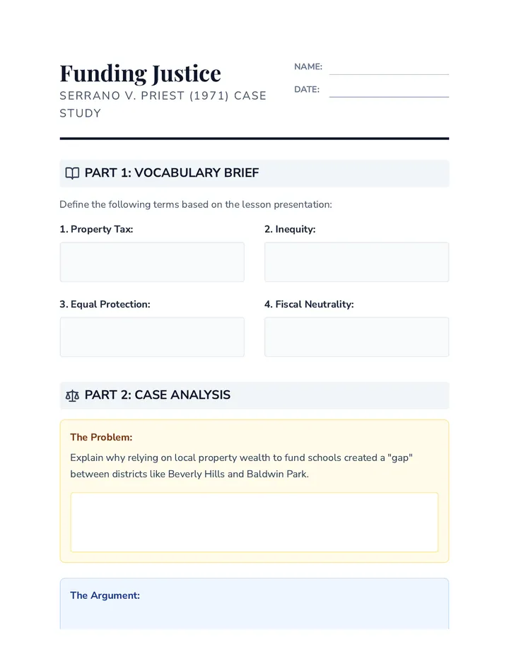 Funding Justice Worksheet