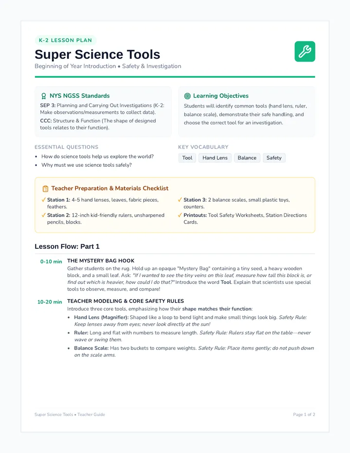 Super Science Tools Teacher Guide