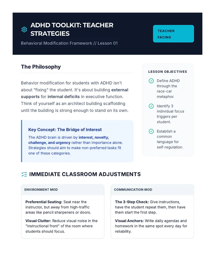 ADHD Toolkit Teacher Guide