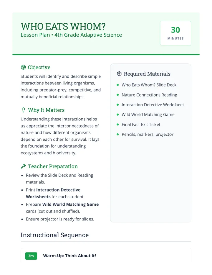 Who Eats Whom Lesson Plan