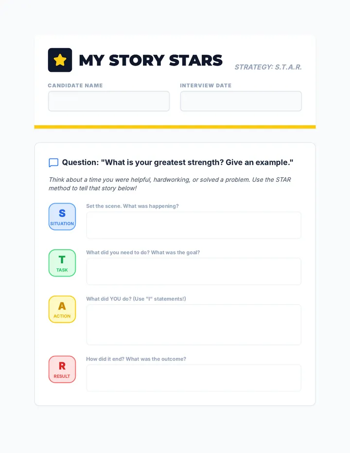 My Story STARs Worksheet