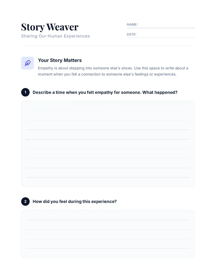 Story Weaver Worksheet