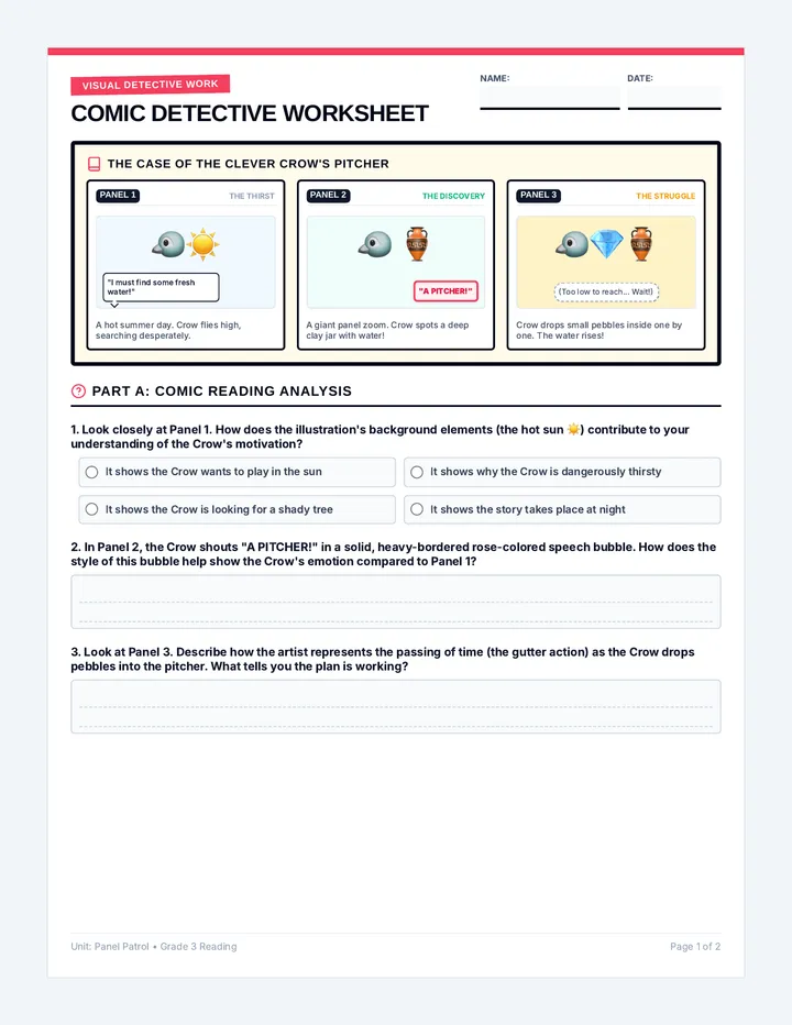 Comic Detective Worksheet