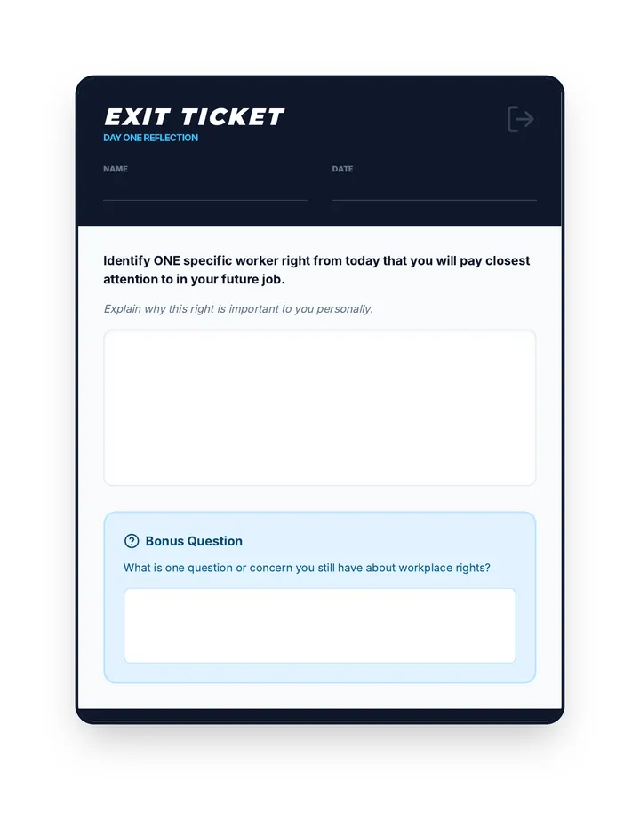 Exit Ticket: One Right I’ll Watch Cool Down