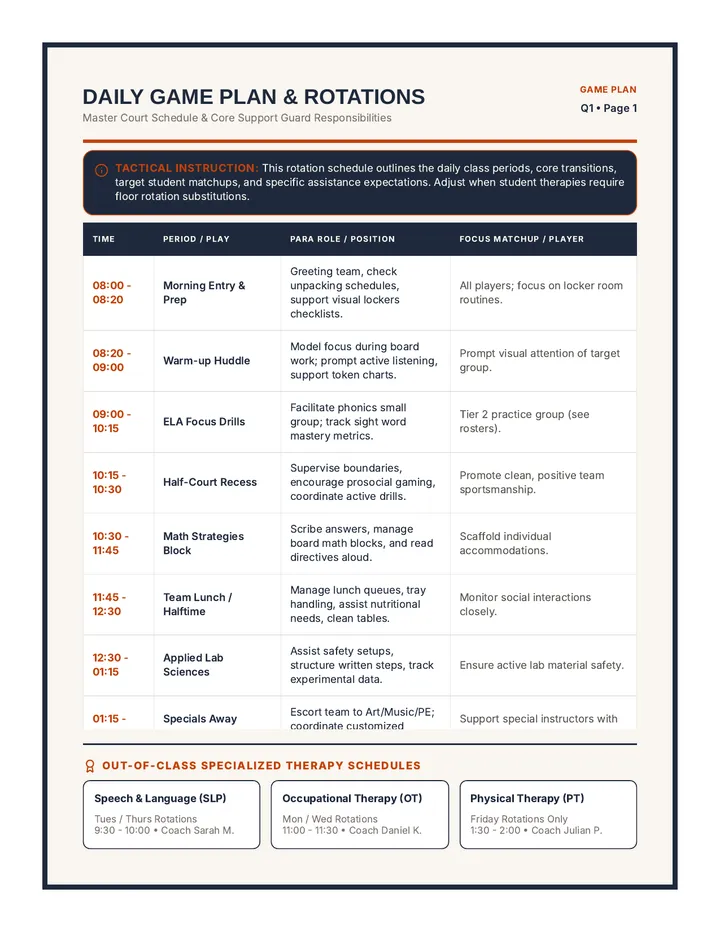 Para Schedules and IEP Snapshots Booklet