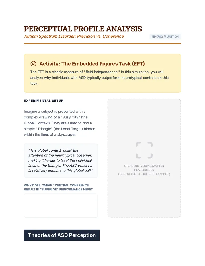 Autism Perceptual Worksheet