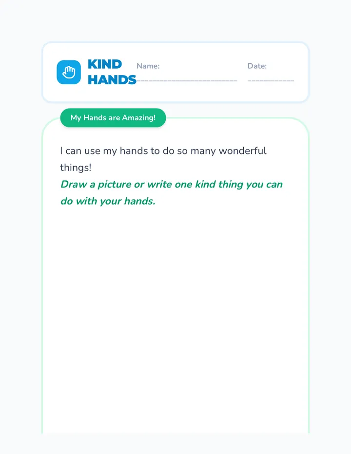 Kind Hands Worksheet Student