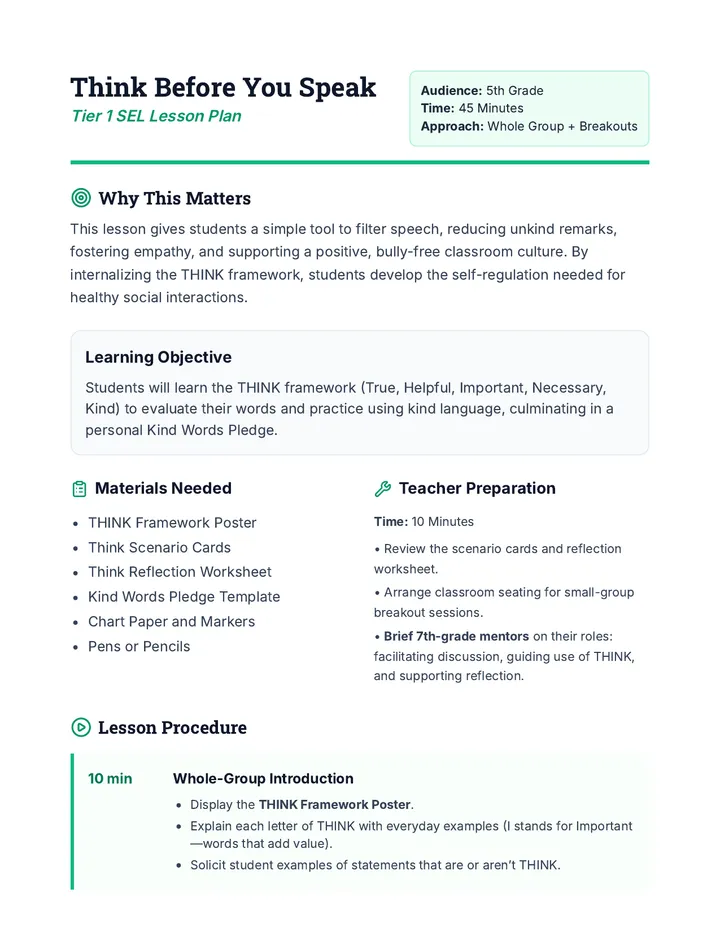 Think Lesson Plan