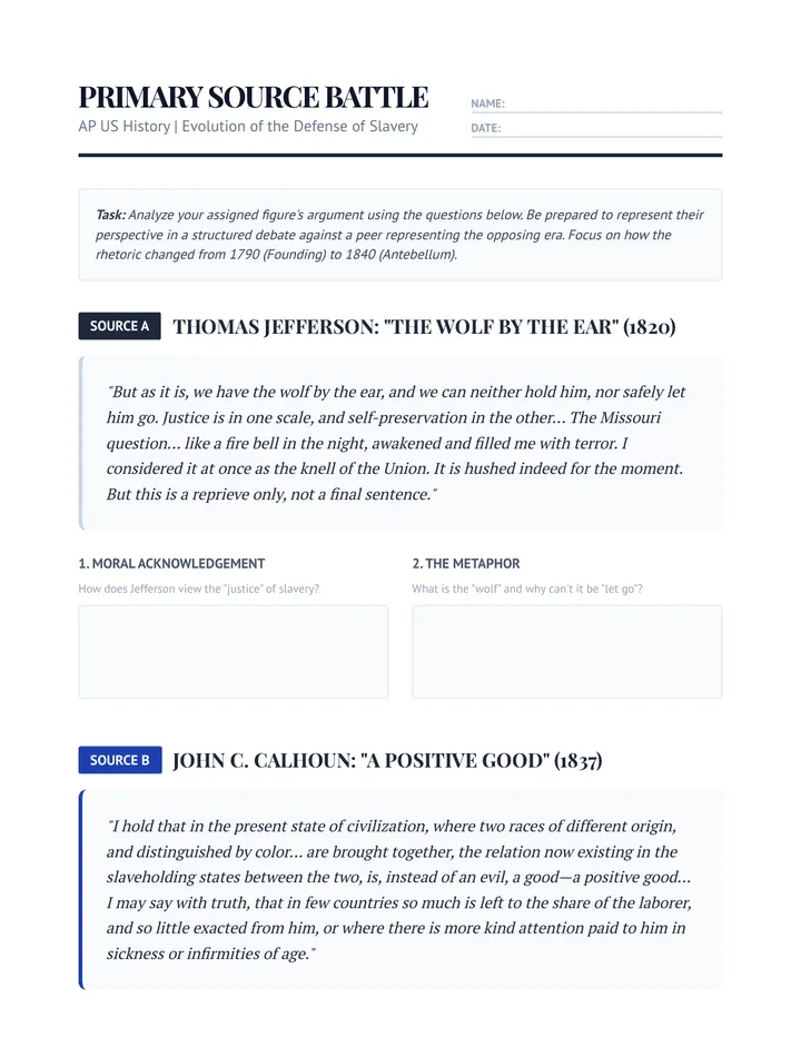 Primary Source Battle Worksheet