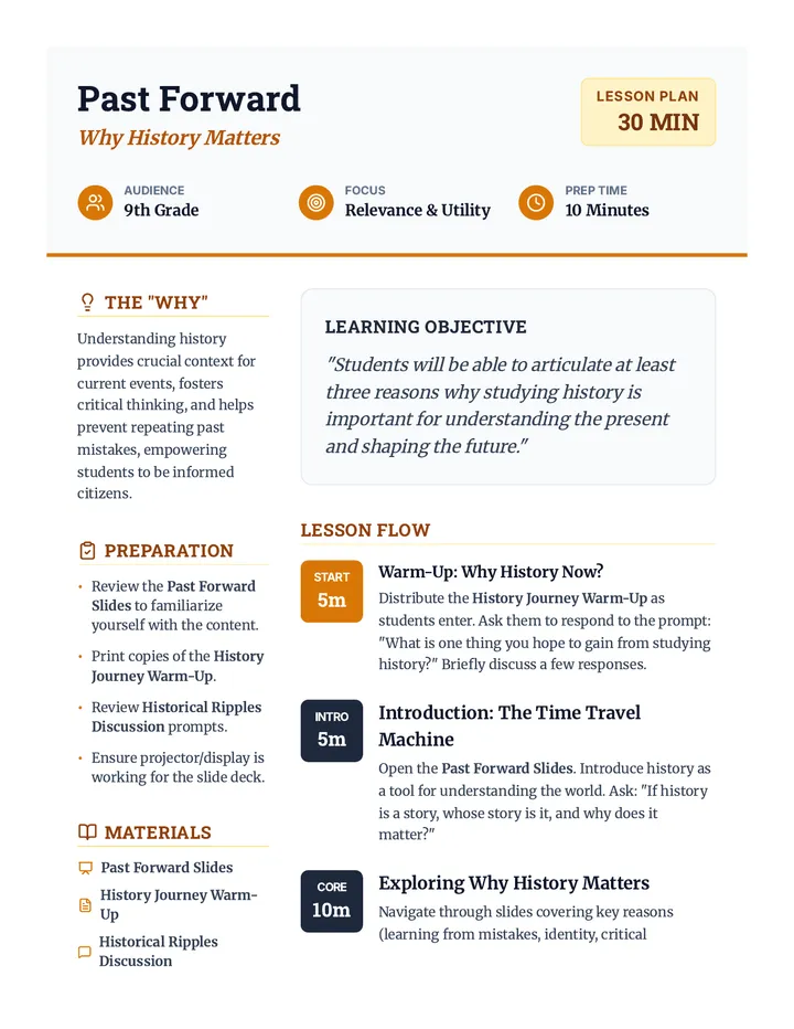 Past Forward Teacher Guide